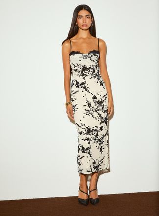 Icone Womens Flocked flowers lace micromesh dress