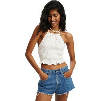 Cotton On Womens Multi Frill Detail Halter Top in White at Nordstrom, Size 10