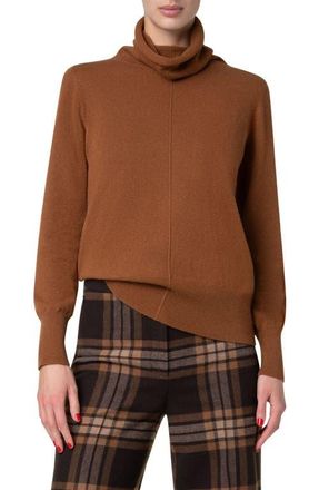 Akris Cowl Turtleneck Cashmere Sweater in Vicuna at Nordstrom, Size 4