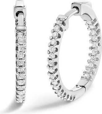 House of Brilliance Silver 1/2 Ct Princess Diamond Inside Out Hoop Earrings in White at Nordstrom