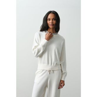 Naked Cashmere Katie Cotton Cashmere Crewneck in Ecru at Nordstrom, Size X-Small