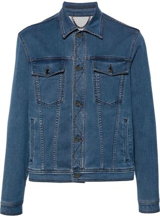 Canali classic-collar denim jacket - men - Elastane/Cotton/Polyester - 50 - Blue