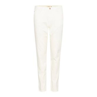Cream Witte Twill Broek Straight Leg - Dames - Straight fit broeken - Wit - W25 L30 - Broeken