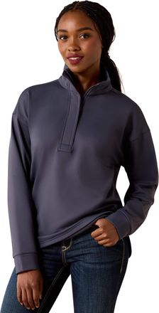 Ariat Womens Breeze Logo 1/2 Zip Sweatshirt Long Sleeve in Ombre Blue, Size 2X-Large, by Ariat