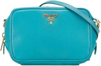 Prada Pre-owned Cross Body Bags, female, Blue, Size: ONE SIZE Pre-owned Leather Cross Body Bag