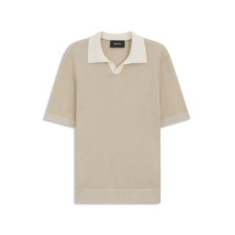 BOSS Johnny-collar polo sweater in cotton and silk