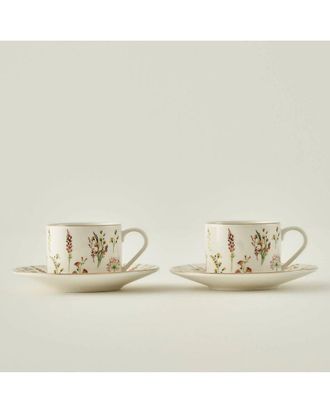 Bella Maison Set Of 2 Flores Porcelain Tea Cups