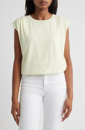 Wit & Wisdom Pleated Cap Sleeve T-Shirt in Neon Lime at Nordstrom, Size X-Small