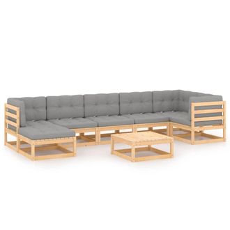 vidaXL 8 Pcs Garden Lounge Set Con Cojines De Pino S&oacute;lido - 221785