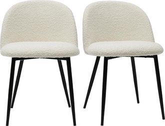 Miliboo Set De 2 Sillas De Tejido Efecto Borreguillo Color Crudo Y Metal Negro Celeste