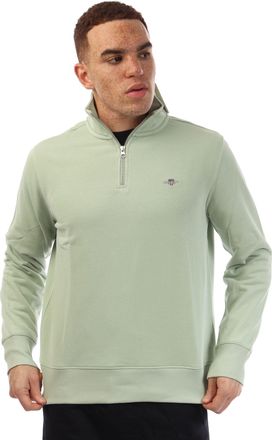 GANT Mens Shield Half-Zip Sweatshirt in Green Cotton - Size X-Large