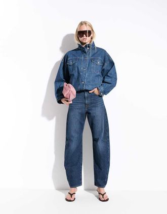 Levi's jeans barrel in denim con vita regolabile lavaggio scuro-Blu navy