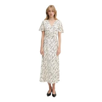 Karl Lagerfeld Midi jurk met krabbelprint - Dames - Casual kleedjes - Wit - XS - Kleedjes