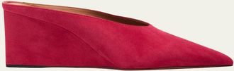 Alaia 75mm Suede Wedge Mules