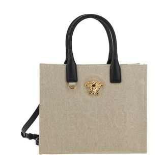 Versace Shopping Bags, female, Beige, ONE SIZE, Beige Tote Bag with Logo Detail