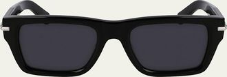 Ferragamo Mens Prisma Modified Acetate Rectangle Sunglasses