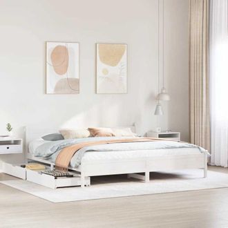 vidaXL Vidaxl - Estructura De Cama Sin Colch&oacute;n Madera Maciza Blanca 200x200 Cm