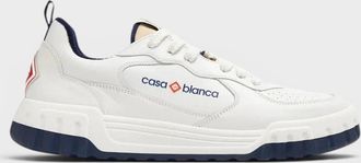 Casablanca Womens Logo Leather Court Sneaker Navy White - Size: 5.5