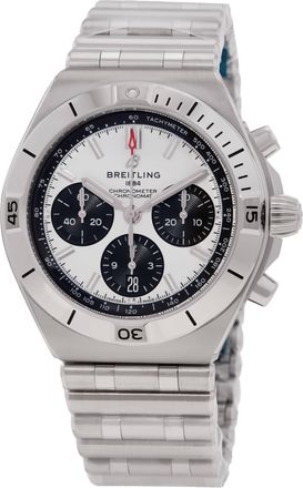 Breitling Chronomat Chronograph Automatic Chronometer Silver Dial Mens Watch AB0158101A1A1