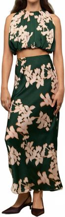 Minkpink Vilma Maxi Bias Skirt In Floral/forest Green