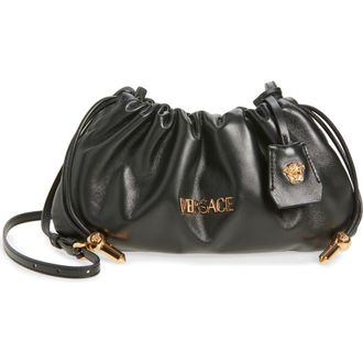 Versace Mini Logo Leather Handbag in Black-Versace Gold at Nordstrom