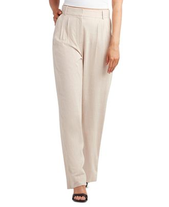 BCX Bcx Pants Womens Sand Pleated Front Mid Rise Wide Leg Formal Classic PALL224