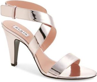 Alaia Mirror Finish Cone Heel Sandal in Blush/Argent at Nordstrom, Size 10Us