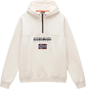 Napapijri Burgee Hoodie - Heren - Hoodies - Beige - S - Katoen - Hoodies & sweatvesten