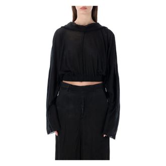 Rick Owens Hoodies, female, Black, Size: ONE SIZE Cropped Hooded Tunic