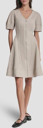 DKNY Poplin Fit & Flare Dress in Pebble at Nordstrom, Size 12