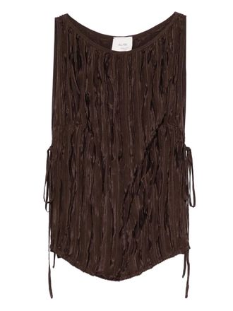 Alysi tie-detail pleated top - women - Cotton - 42 - Brown