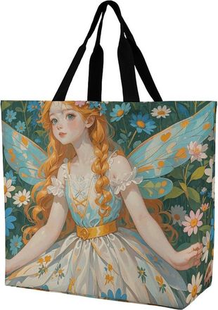Generic Pfhorn Flower Fairy Tote Bag Eco Friendly Carry Bag Waterproof Tote Bags For Ladies Travel Yoga