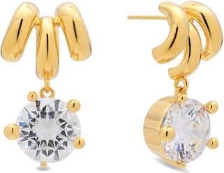 Eye Candy Los Angeles Isadora Cubic Zirconia Drop Triple Huggie Hoop Earrings in Gold at Nordstrom Rack