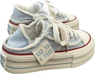 Generic Womens Platform Mules Sneakers Platform Slip On Canvas Mules for Women Two-Wear Shoes Y2k Sneakers Blue