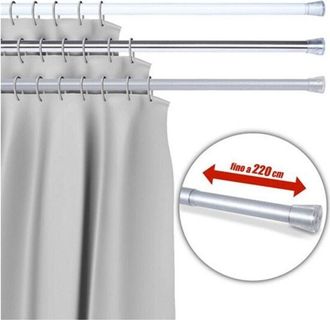 Trade Shop Trade Shop - Barra Telescopica Per Tenda Da Doccia 125 Cm Fino A 220 Cm Alluminio Cromato