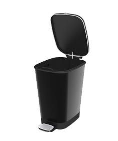 Keter Curver - Cubo De Basura Chic Bin Con Pedal Antideslizante 30l,40,5 X 26,5 X 45 Cm, Color Negro, Tapa Y Aro Para Bolsa