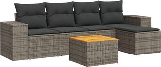 vidaXL Set De Muebles De Jard&iacute;n 6 Pzas Y Cojines Rat&aacute;n Sint&eacute;tico Gris Vidaxl