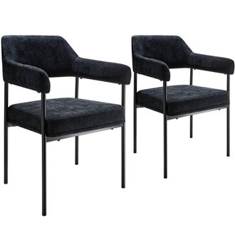 TecTake Armchair Doe Set Of 2 - Woven Fabric Black/Black in Black | Size: 2 Pack