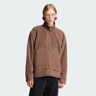adidas Originals Mens Premium Essentials Polar Fleece Full-Zip Jacket - Brown - Size X-Large