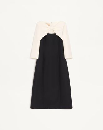 Valentino Abito Midi In Crepe Couture Donna NERO/AVORIO 36