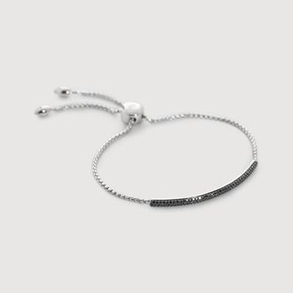 Monica Vinader Sterling Silver Fiji Bar Diamond Friendship Bracelet Black Diamond