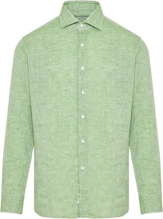 Alessandro Gherardi Heren, Overhemden, Groen, Maat: 2XL Linnen