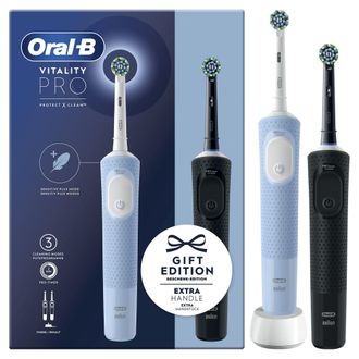 Braun Oral-b Spazzolino Elettrico Ricaricabile Vitality Pro Nero E Blu 2 Testine