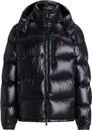 Polo Ralph Lauren Glossy Black Puffer Jacket With High Collar