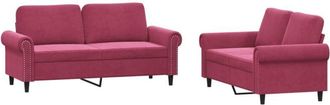 vidaXL Vidaxl - Juego De Sof&aacute;s Con Cojines 2 Piezas Terciopelo Rojo Tinto