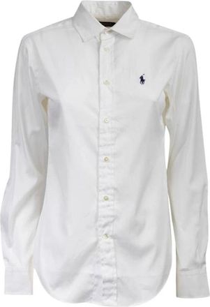 Polo Ralph Lauren Knoop voor lange mouwen shirt - Dames - Overhemden - Wit - M - Overhemden
