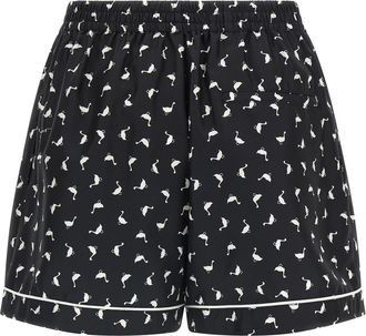 Moschino Womens Bicolor Silk Bermuda Shorts