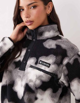 Columbia Helvetia II felpa cropped con mezza chiusura a pressione Dyeflower nera multicolore-Nero
