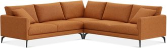 Castlery Lena L-Shaped Sectional Sofa Customized, Performance Boucle, Rust, Matte Black Legs, Spill Resistant, Removable Covers for Sofas