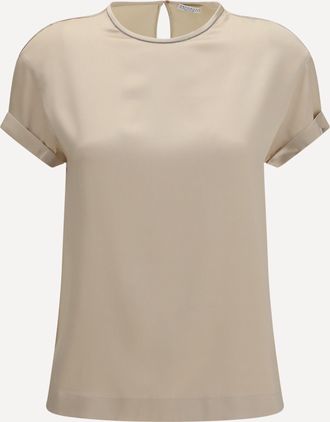 Brunello Cucinelli Blusa in seta con catena monili Woman XL